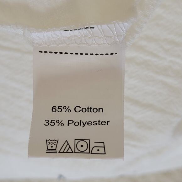 Size 2X Cotton Blend Embroidered White Textured Pullover Short Sleeve Top Blouse - Picture 14 of 15